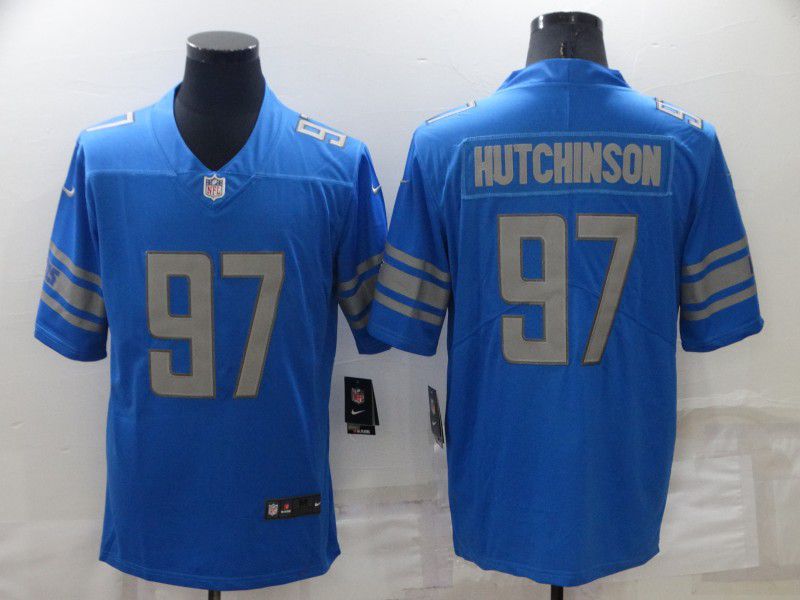 Men Detroit Lions #97 Hutchinson Blue 2022 Nike Limited Vapor Untouchable NFL Jersey